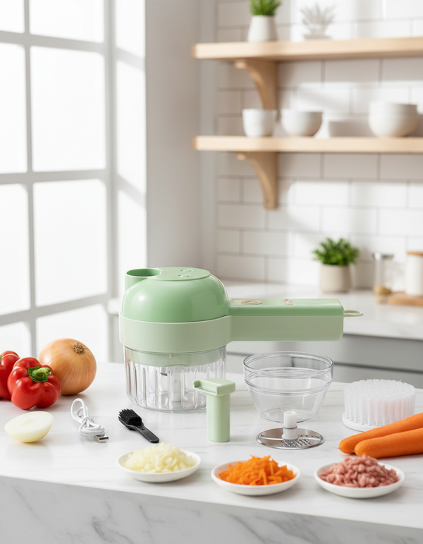 4 in 1 Portable Electric Vegetable Cutter Set in modern kitchen
